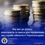 Від ідеї до успіху: мікрогранти та гранти для підприємців від служби зайнятості Тернопільщини